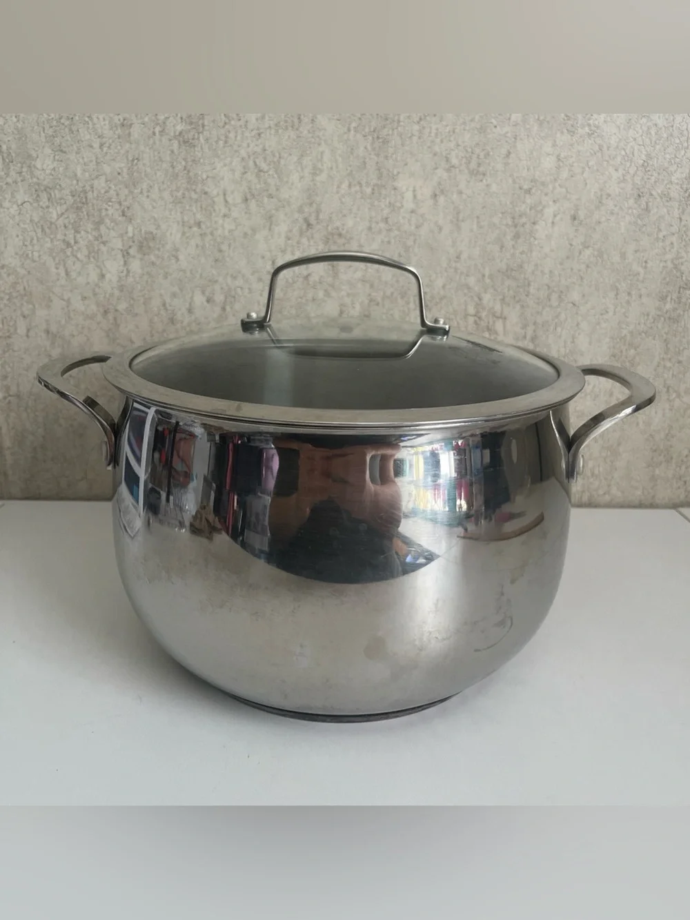 Stainless Steel Stock Pot with Glass Lid - Polished Silver